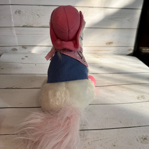 Aurora Cowboy Horse Plush White Pink Hat Bandana Boots Stuffed Animal 8" Toy - Picture 7 of 11